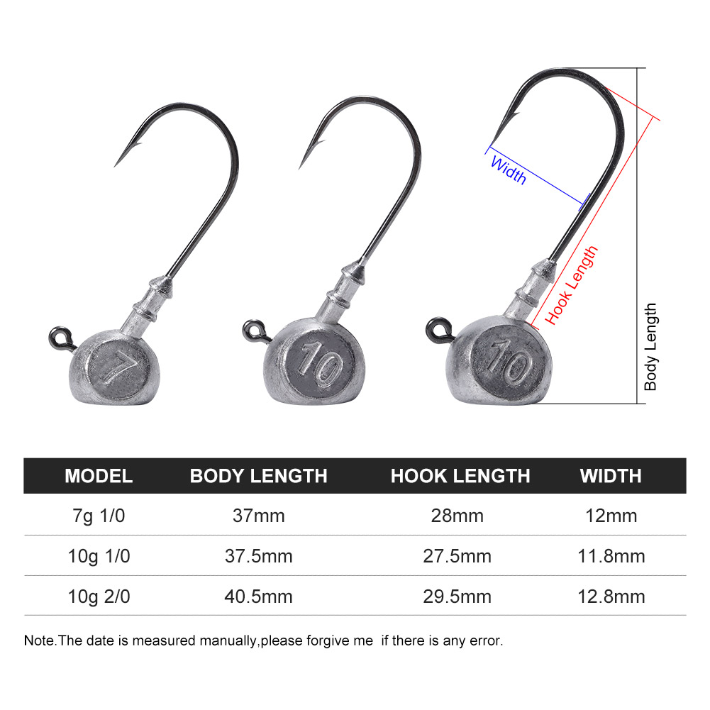 Noeby Jig Head 7g 10g 1/0 2/0  - Fishing Hook Offset 评论和价格