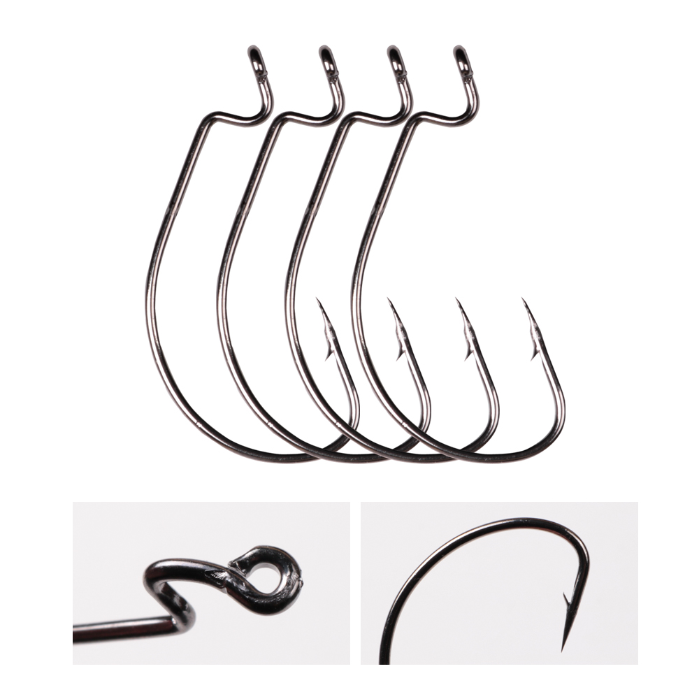 LUSHAZER 10pcs/lot Carbon Stee - Fishing Hook Offset 评论和价格