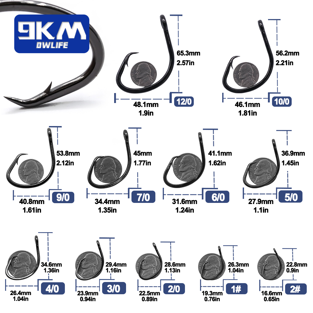 9KM Circle Hooks 25~50Pcs Salt - Fishing Hook Offset 评论和价格