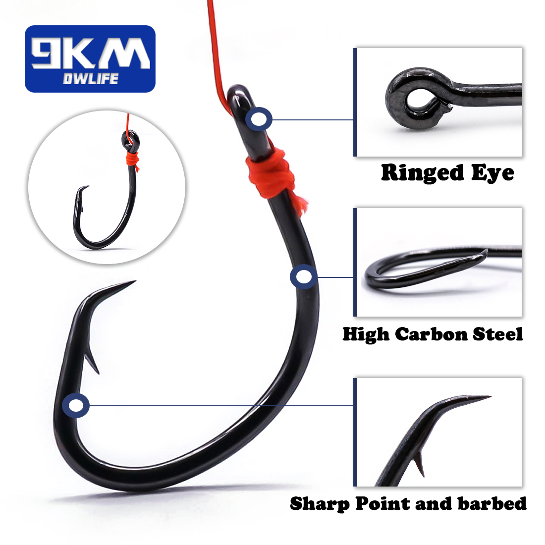 9KM Circle Hooks 25~50Pcs Salt - Fishing Hook Offset 评论和价格