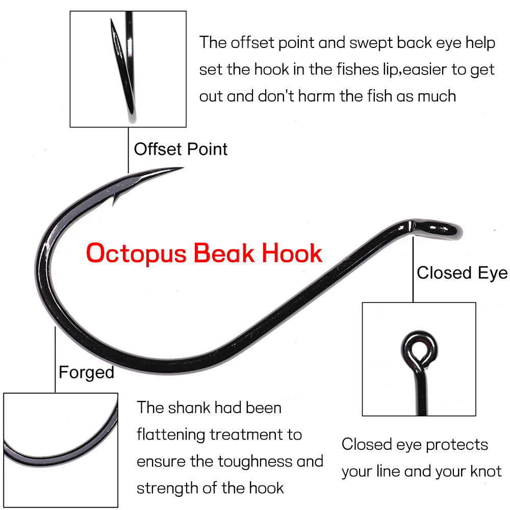 Bimoo 20pcs Offset Octopus Bea - Fishing Hook Barbless 评论和价格